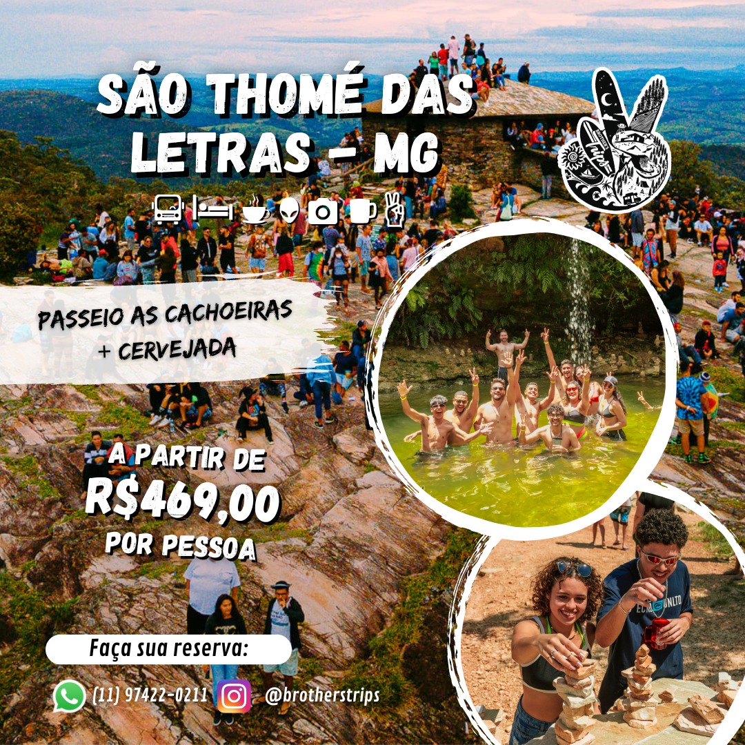 29/11 a 01/12/2024 - SÃO THOMÉ DAS LETRAS - MG + PASSEIO AS CACHOEIRAS + CERVEJADA - *EDIÇÃO SEM FESTA*